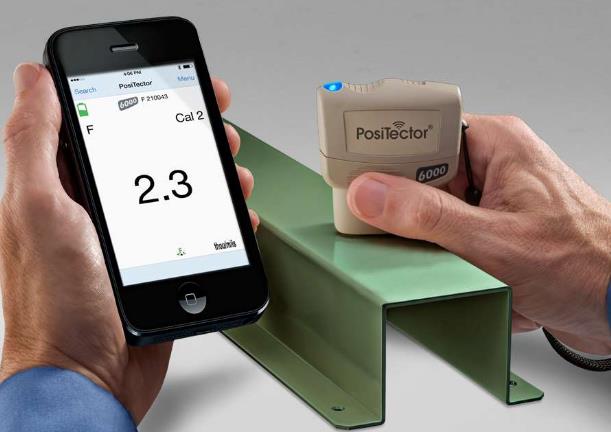 Se conecta tu celular o tu tableta con las sondas PosiTector. Medición de espesor de recubrimiento, de perfil de anclaje y condiciones ambientales