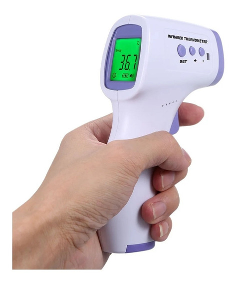 Termómetro sin contacto rango de 32 a 43°C +/- 0.2 °C. Proporciona temperaturas en °C Y °F. Tiene alarma audible de lectura. Usa baterías AAA pa